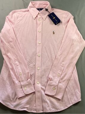 Polo Ralph Lauren Men’s Knit Oxford Long Sleeve Pink Shirt Large NWT Preppy